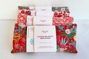 Bouillotte sèche déhoussable losange apaisante yeux menthe